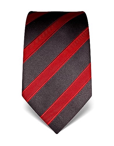 Vincenzo Boretti Herren Krawatte reine Seide gestreift edel Männer-Design zum Hemd mit Anzug für Business Hochzeit 8 cm schmal/breit weinrot von Vincenzo Boretti