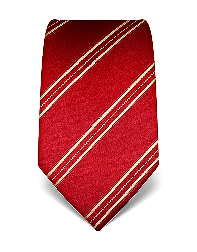 Vincenzo Boretti Herren Krawatte reine Seide gestreift edel Männer-Design zum Hemd mit Anzug für Business Hochzeit 8 cm schmal/breit weinrot von Vincenzo Boretti