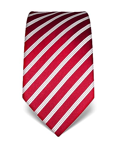 Vincenzo Boretti Herren Krawatte reine Seide gestreift edel Männer-Design zum Hemd mit Anzug für Business Hochzeit 8 cm schmal/breit weinrot von Vincenzo Boretti