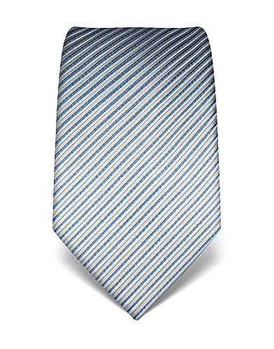 Vincenzo Boretti Herren Krawatte reine Seide gestreift edel Männer-Design zum Hemd mit Anzug für Business Hochzeit 8 cm schmal/breit blau von Vincenzo Boretti