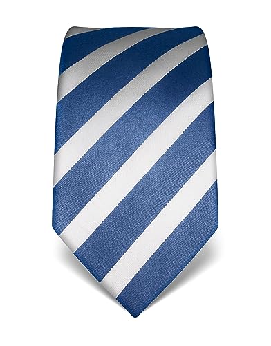 Vincenzo Boretti Herren Krawatte reine Seide gestreift edel Männer-Design zum Hemd mit Anzug für Business Hochzeit 8 cm schmal/breit blau von Vincenzo Boretti