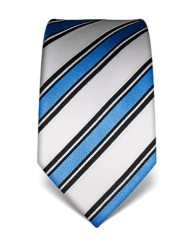 Vincenzo Boretti Herren Krawatte reine Seide gestreift edel Männer-Design zum Hemd mit Anzug für Business Hochzeit 8 cm schmal/breit blau von Vincenzo Boretti