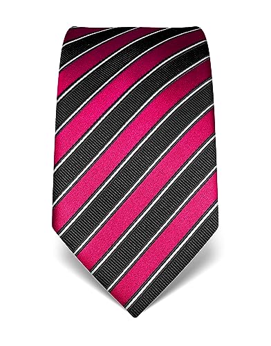 Vincenzo Boretti Herren Krawatte reine Seide gestreift edel Männer-Design zum Hemd mit Anzug für Business Hochzeit 8 cm schmal/breit fuchsia von Vincenzo Boretti