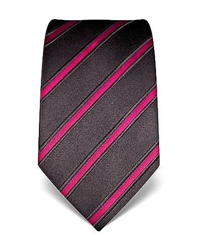 Vincenzo Boretti Herren Krawatte reine Seide gestreift edel Männer-Design zum Hemd mit Anzug für Business Hochzeit 8 cm schmal/breit fuchsia von Vincenzo Boretti