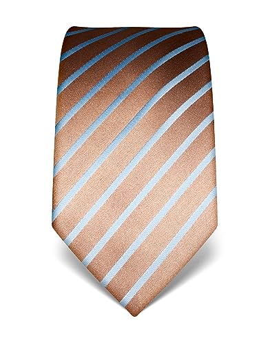 Vincenzo Boretti Herren Krawatte reine Seide gestreift edel Männer-Design zum Hemd mit Anzug für Business Hochzeit 8 cm schmal/breit hellbraun von Vincenzo Boretti