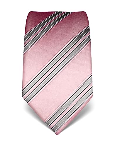 Vincenzo Boretti Herren Krawatte reine Seide gestreift edel Männer-Design zum Hemd mit Anzug für Business Hochzeit 8 cm schmal/breit rosa von Vincenzo Boretti