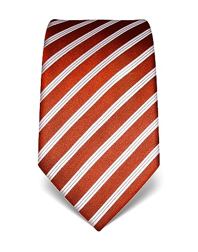 Vincenzo Boretti Herren Krawatte reine Seide gestreift edel Männer-Design zum Hemd mit Anzug für Business Hochzeit 8 cm schmal/breit rost von Vincenzo Boretti