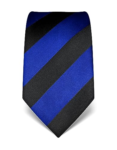 Vincenzo Boretti Herren Krawatte reine Seide gestreift edel Männer-Design zum Hemd mit Anzug für Business Hochzeit 8 cm schmal/breit royalblau von Vincenzo Boretti
