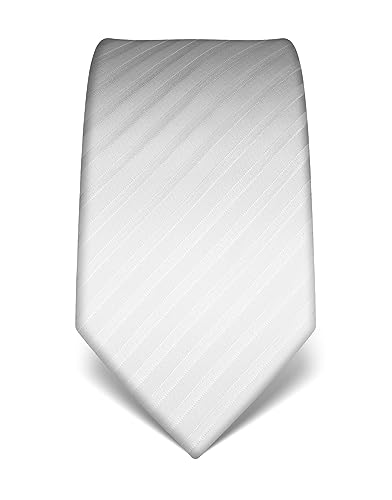 Vincenzo Boretti Herren Krawatte reine Seide gestreift edel Männer-Design zum Hemd mit Anzug für Business Hochzeit 8 cm schmal/breit weiß von Vincenzo Boretti