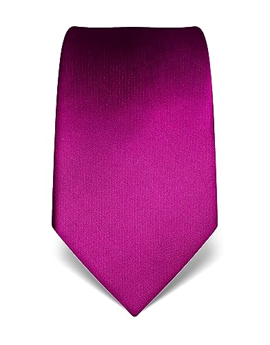 Vincenzo Boretti Herren Krawatte reine Seide uni einfarbig edel Männer-Design zum Hemd mit Anzug für Business Hochzeit 8 cm schmal/breit magenta von Vincenzo Boretti