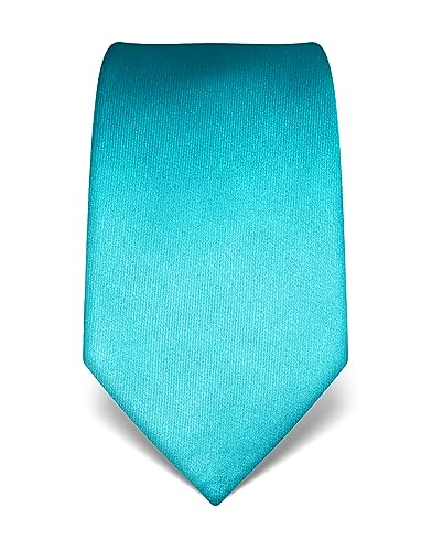 Vincenzo Boretti Herren Krawatte reine Seide uni einfarbig edel Männer-Design zum Hemd mit Anzug für Business Hochzeit 8 cm schmal/breit türkis von Vincenzo Boretti