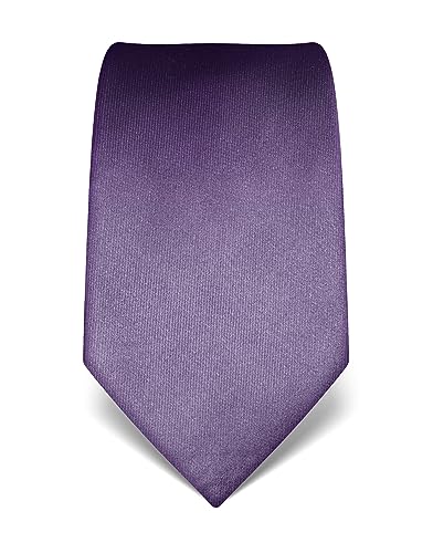 Vincenzo Boretti Herren Krawatte reine Seide uni einfarbig edel Männer-Design zum Hemd mit Anzug für Business Hochzeit 8 cm schmal/breit violett von Vincenzo Boretti