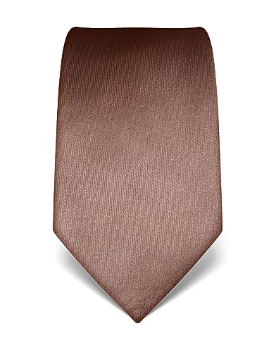 Vincenzo Boretti Herren Krawatte reine Seide uni einfarbig edel Männer-Design zum Hemd mit Anzug für Business Hochzeit 8 cm schmal/breit braun von Vincenzo Boretti