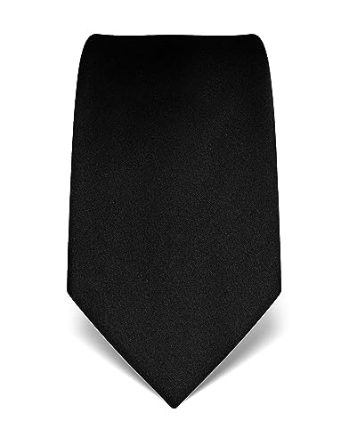 Vincenzo Boretti Herren Krawatte reine Seide uni einfarbig edel Männer-Design zum Hemd mit Anzug für Business Hochzeit 8 cm schmal/breit schwarz von Vincenzo Boretti