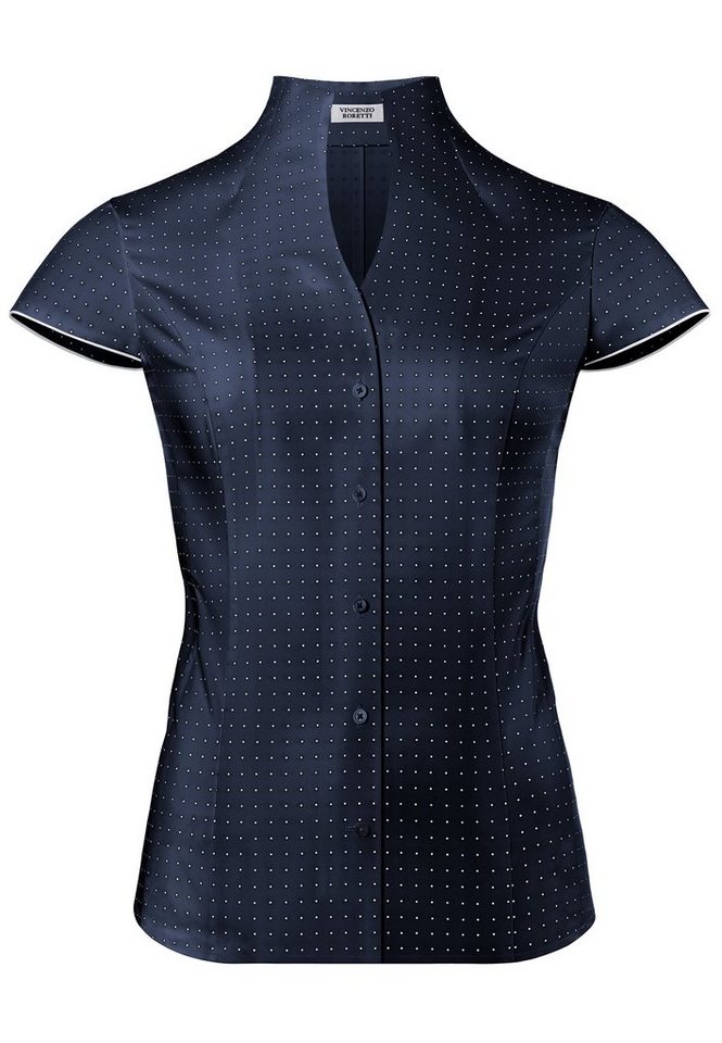 Vincenzo Boretti Klassische Bluse leicht tailliert Kelchkragen Kurzarm von Vincenzo Boretti