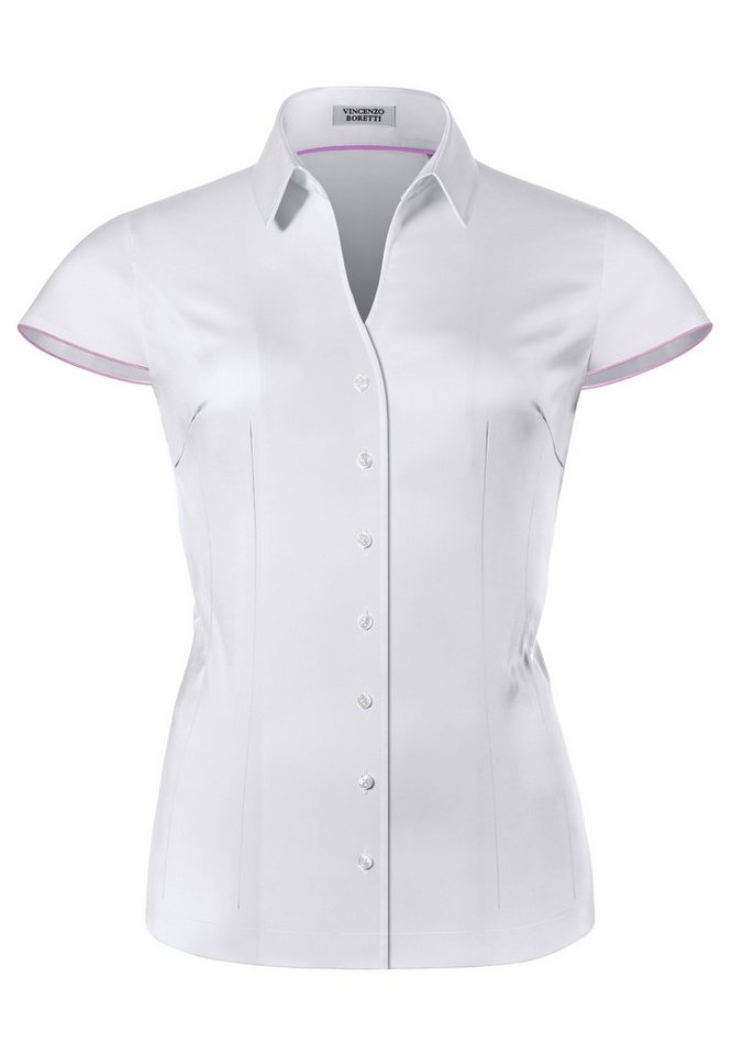 Vincenzo Boretti Klassische Bluse leicht tailliert Kurzarm von Vincenzo Boretti