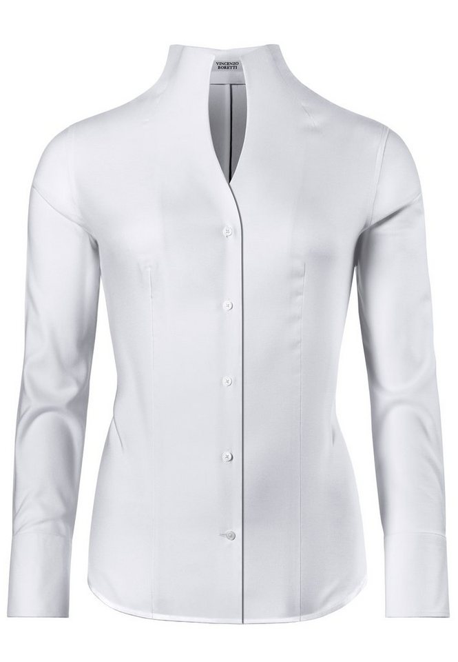 Vincenzo Boretti Klassische Bluse leicht tailliert soft Oxford Kelchkragen von Vincenzo Boretti