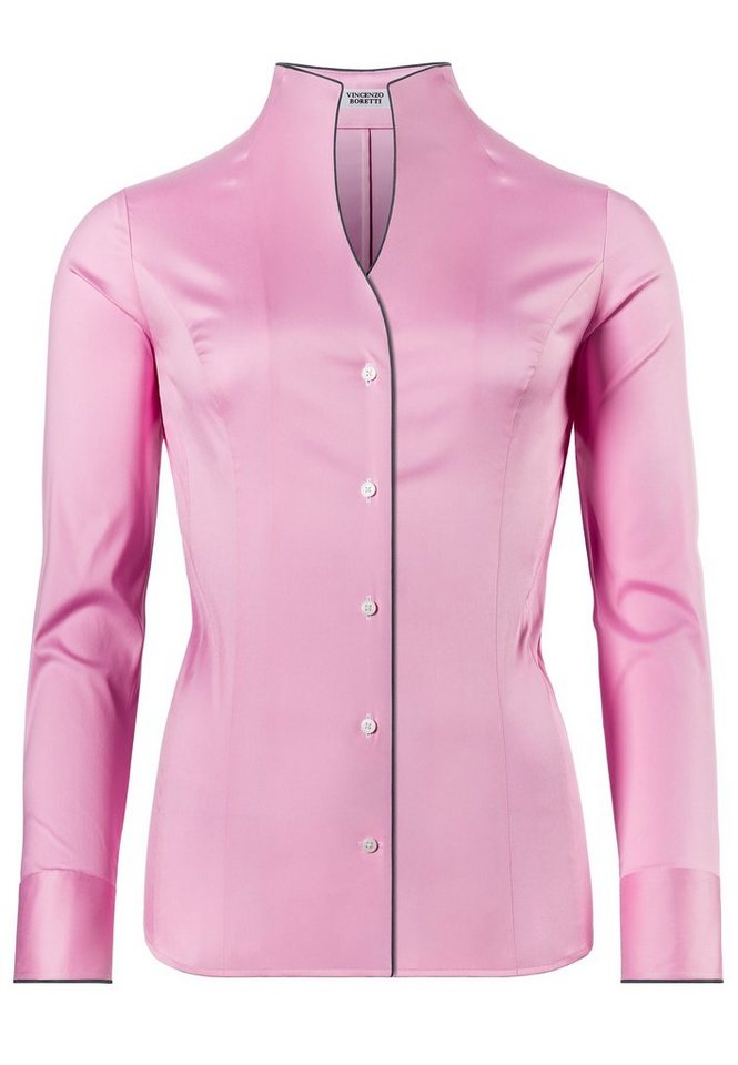 Vincenzo Boretti Klassische Bluse tailliert stretch Kelchkragen von Vincenzo Boretti