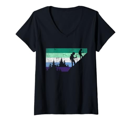 Damen Gay Men MLM Pride Camping Wandern LGBTQ Flagge Camp-Liebhaber T-Shirt mit V-Ausschnitt von Vincian Gay MLM Pride Flag Designs