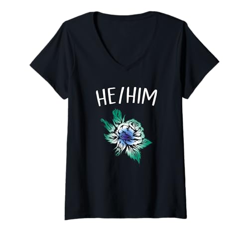 Damen He Him MLM Pride Rose Flower Gay Men MLM Flagge T-Shirt mit V-Ausschnitt von Vincian Gay MLM Pride Flag Designs