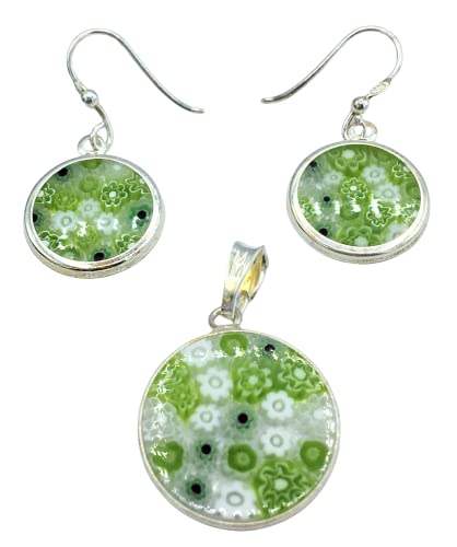 Set mit Anhänger und Ohrringen, 23 mm, Muranoglas, hergestellt in Italien Set mit Anhänger und Ohrringen, 23 mm, Muranoglas, hergestellt in Italien von Vinciprova Le Gemme di Venezia