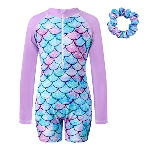 Vine Badeanzug Mädchen Einteiliger mit Reißverschlus Schwimmanzug Kinder Langarm UV-Schutz Badeanzug Schwimmkleidung für mädchen Alter 5-6 Jahre von Vine