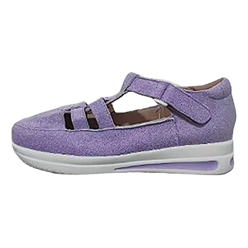 Vinesand Extra Breite Schuhe Damen Weite K 2023 Sommer Große Damen Schuh Slope Ferse Dicke Sohle Lässig Einzelschuh Einfarbig Hohl Atmungsaktiv Hakenschlaufe Freizeitschuh Offene Schuhe Damen Sommer von Vinesand