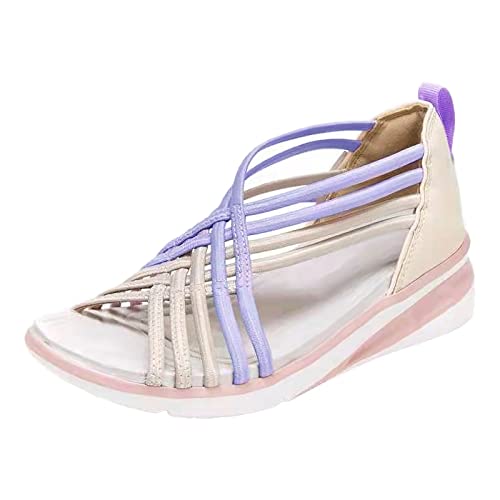 Vinesand Schuhe Damen Sommer Sneaker Geflochten Übergroße Damen-Sandalen mit Keilabsatz, atmungsaktiv, für Erwachsene, gewebte Fischmaul-Schuhe, römische Sandalen Sommer Schuhe Für Damen von Vinesand