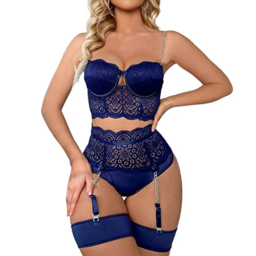 Vinesand Unterwäsche Spitze Attraktion Frauen mit -Fashion-Unterwäsche N Set (C3-Dark Blue, M) von Vinesand