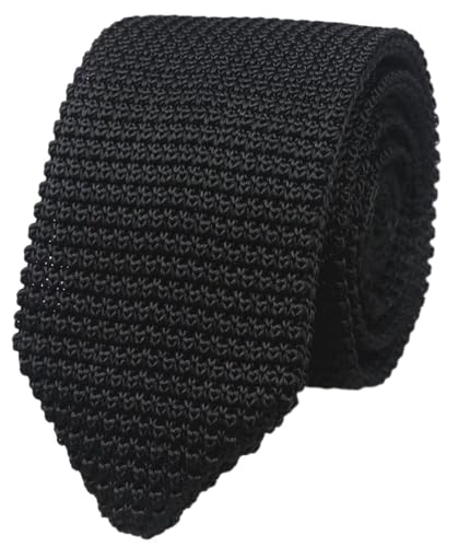 Vinesen Herren Strickkrawatte Vintage Casual Formal Designer Skinny Krawatte Spitze Unterseite, Schwarzes Gewebe, Einheitsgröße von Vinesen
