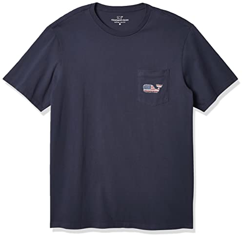 Vineyard Vines Herren Kurzärmeliges V-Ausschnitt Americana Whale Pocket T-Shirt, Blauer Blazer, Mittel von Vineyard Vines