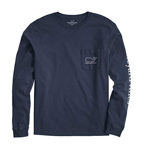 Vineyard Vines Herren Long-Sleeve V V Whale Pocket T-Shirt, Blauer Blazer, Klein von Vineyard Vines