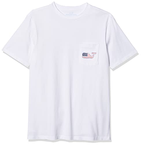 Vineyard Vines Herren Short-Sleeve V V Americana Whale Pocket T-Shirt, weiße Kappe, Groß von Vineyard Vines