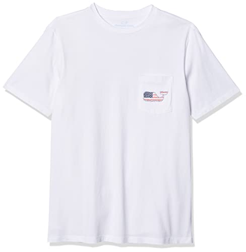 Vineyard Vines Herren Short-Sleeve V V Americana Whale Pocket T-Shirt, weiße Kappe, Mittel von Vineyard Vines