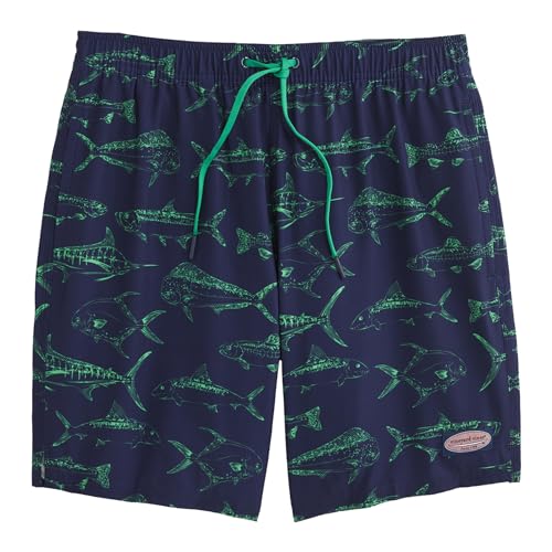 vineyard vines Herren 17,8 cm Bedruckte Chappy Trunks Badehose, Outline Fish Navy, XXL von Vineyard Vines