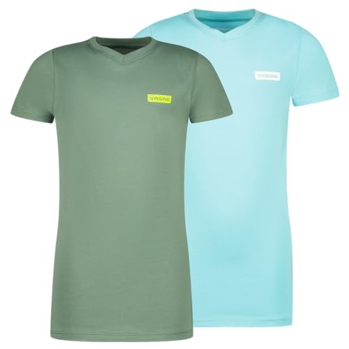 Vingino Boys T-Shirt Basic-Vneck in Color Biome Green Size 10 Years von Vingino