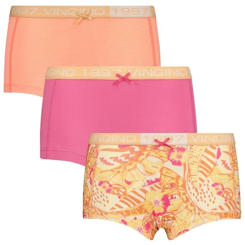 Vingino Girl's G-241-2 Leaf 3 Pack Underwear, Sunset Coral, XS Years von Vingino