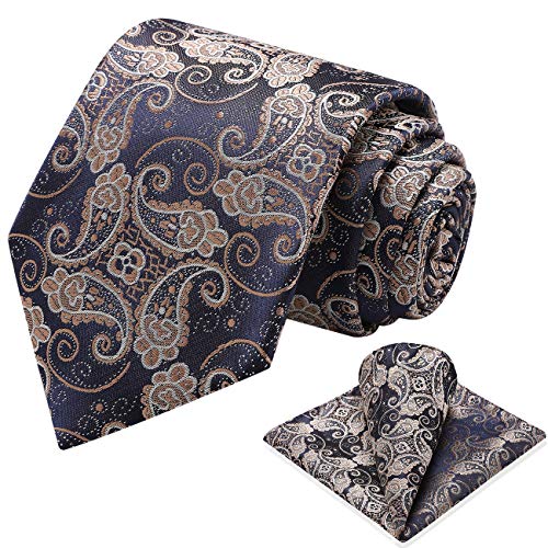 Vinlari Krawatte Herren Paisley Krawatte&Taschentuch Set,Elegant Klassisch Krawatten für Herren Formelle Hochzeit Business von Vinlari