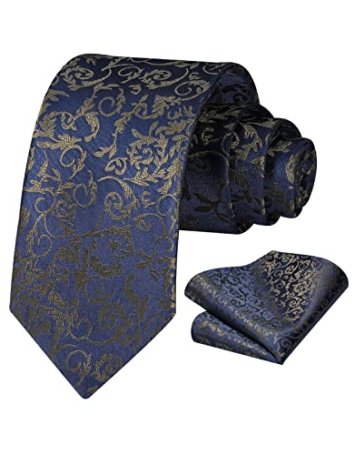 Vinlari Herren Krawatte & Einstecktuch Set Blumen Paisley Krawatte Taschentuch Elegant Seide Krawatten für Herren Hochzeitsfeier von Vinlari