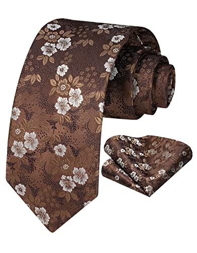 Vinlari Herren Krawatte & Einstecktuch Set Blumen Paisley Krawatte Taschentuch Elegant Seide Krawatten für Herren Hochzeitsfeier von Vinlari