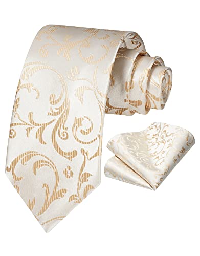 Vinlari Herren Krawatte & Einstecktuch Set Blumen Paisley Krawatte Taschentuch Elegant Seide Krawatten für Herren Hochzeitsfeier von Vinlari
