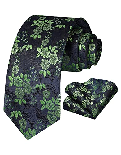 Vinlari Herren Krawatte & Einstecktuch Set Blumen Paisley Krawatte Taschentuch Elegant Seide Krawatten für Herren Hochzeitsfeier von Vinlari