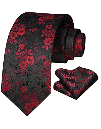 Vinlari Herren Krawatte & Einstecktuch Set Blumen Paisley Krawatte Taschentuch Elegant Seide Krawatten für Herren Hochzeitsfeier von Vinlari