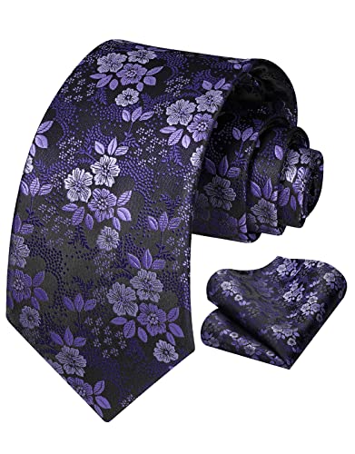 Vinlari Herren Krawatte & Einstecktuch Set Blumen Paisley Krawatte Taschentuch Elegant Seide Krawatten für Herren Hochzeitsfeier von Vinlari