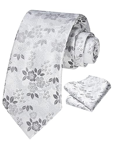 Vinlari Herren Krawatte & Einstecktuch Set Blumen Paisley Krawatte Taschentuch Elegant Seide Krawatten für Herren Hochzeitsfeier von Vinlari