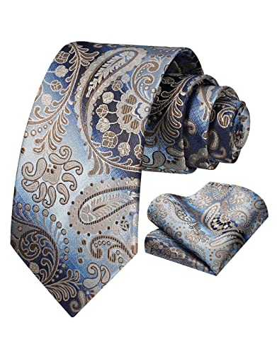 Vinlari Herren Krawatte & Einstecktuch Set Paisley Krawatte Taschentuch Elegant Seide Krawatten für Herren Hochzeitsfeier von Vinlari