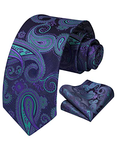 Vinlari Herren Krawatte & Einstecktuch Set Paisley Krawatte Taschentuch Elegant Seide Krawatten für Herren Hochzeitsfeier von Vinlari