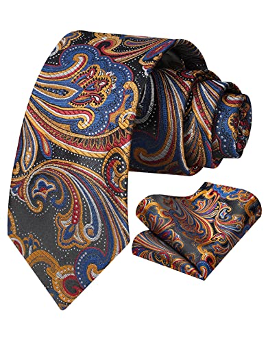 Vinlari Herren Krawatte & Einstecktuch Set Paisley Krawatte Taschentuch Elegant Seide Krawatten für Herren Hochzeitsfeier von Vinlari