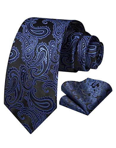 Vinlari Herren Krawatte & Einstecktuch Set Paisley Krawatte Taschentuch Elegant Seide Krawatten für Herren Hochzeitsfeier von Vinlari