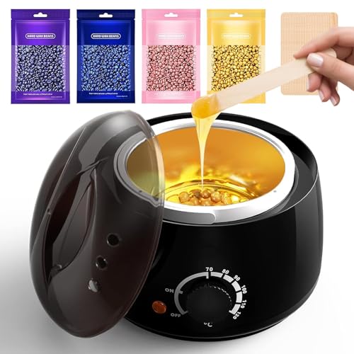 Wachswärmer Waxing Set Wachs Haarentfernung zuhause: Wax Maschine 4 Packungen wachsperlen und 30 Holzspateln,Wax haarentfernung gesicht Körper Damen Herren von Vinmall